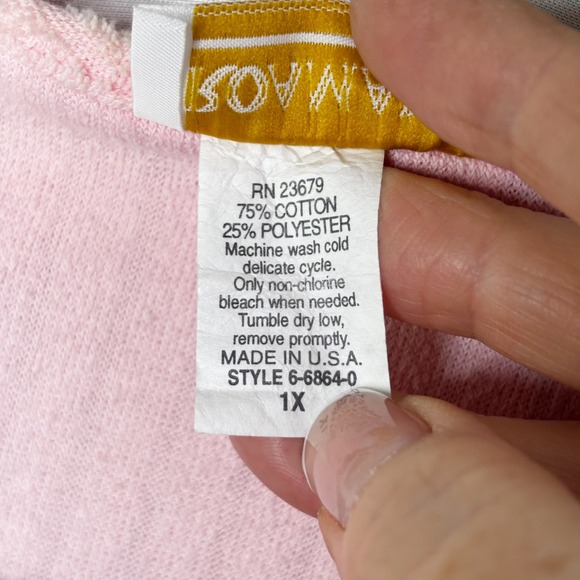 Vintage Roamans Pink Lace Trim Day Robe Nightgown Dress Size 1X Textured Stripe - Picture 10 of 11